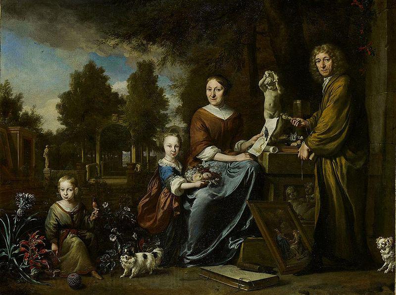 Jan Weenix Agneta Block and her family at their summer home Vijverhof with her cultivated pineapple Spain oil painting art